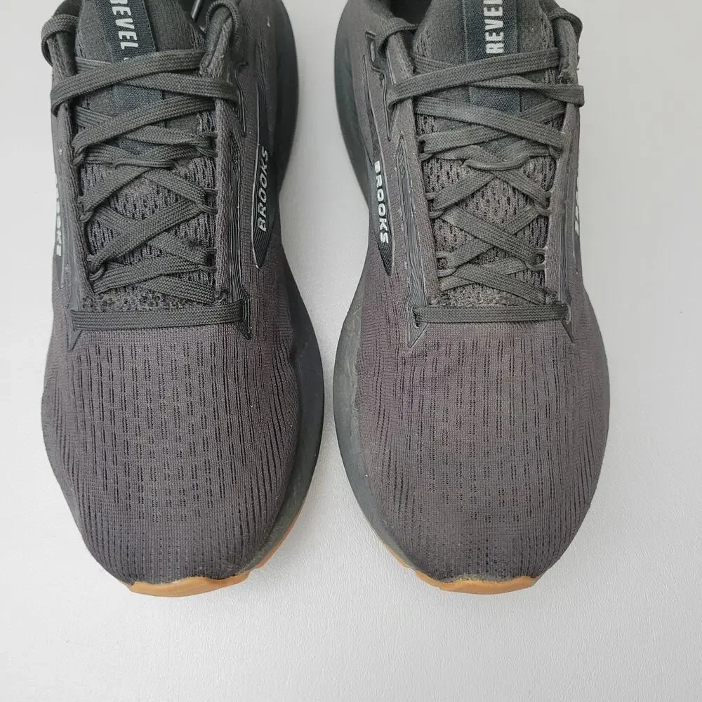 Brooks Womens Revel 8 Running Sneaker Shoes Triple Black Rubber Gum Bottom 8.5